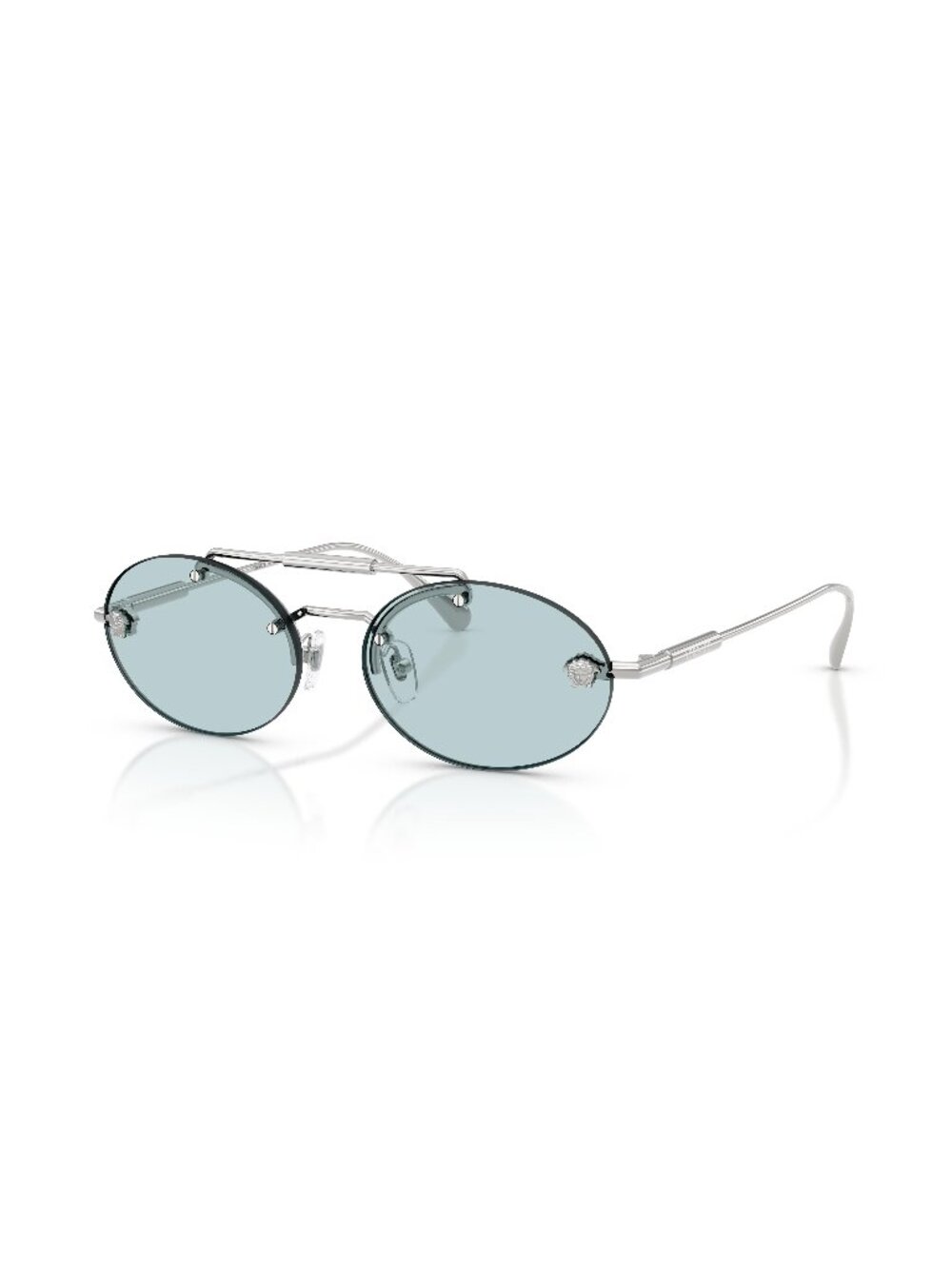 New Versace Women's Sunglasses Silver Blue Lens Metal Frame VE2295 1000 1 56